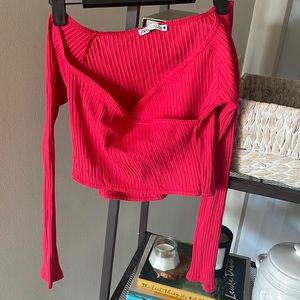 Zara long sleeve crop top pink/red